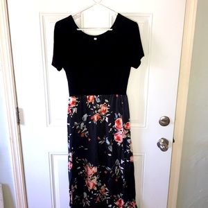 Black and floral maxi dress